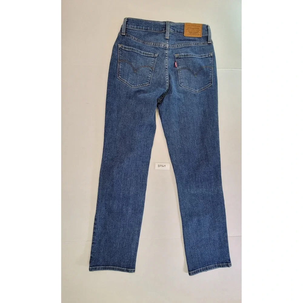 Levi's Premium Women's Jeans 25 High Rise Straight Crop Distressed Medium Wash